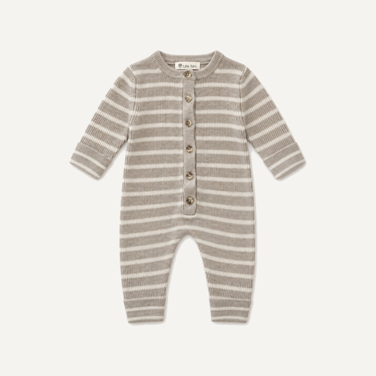 Strampler Thea in camel/ creme gestreift